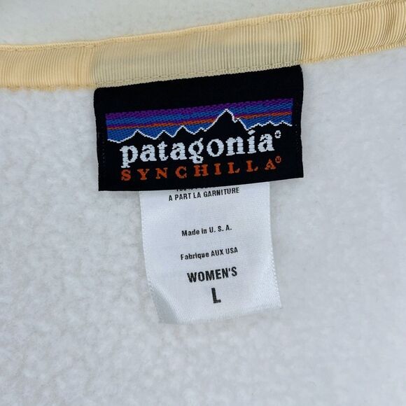Patagonia Synchilla Arctic Jacket sz L * Cream Ivory Fleece Full Zip Cozy Warm - Picture 6 of 9
